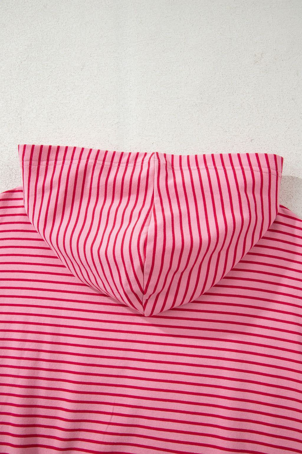 Rose Stripe Thumbhole Side Slits Drop Shoulder Loose Fit Hoodie
