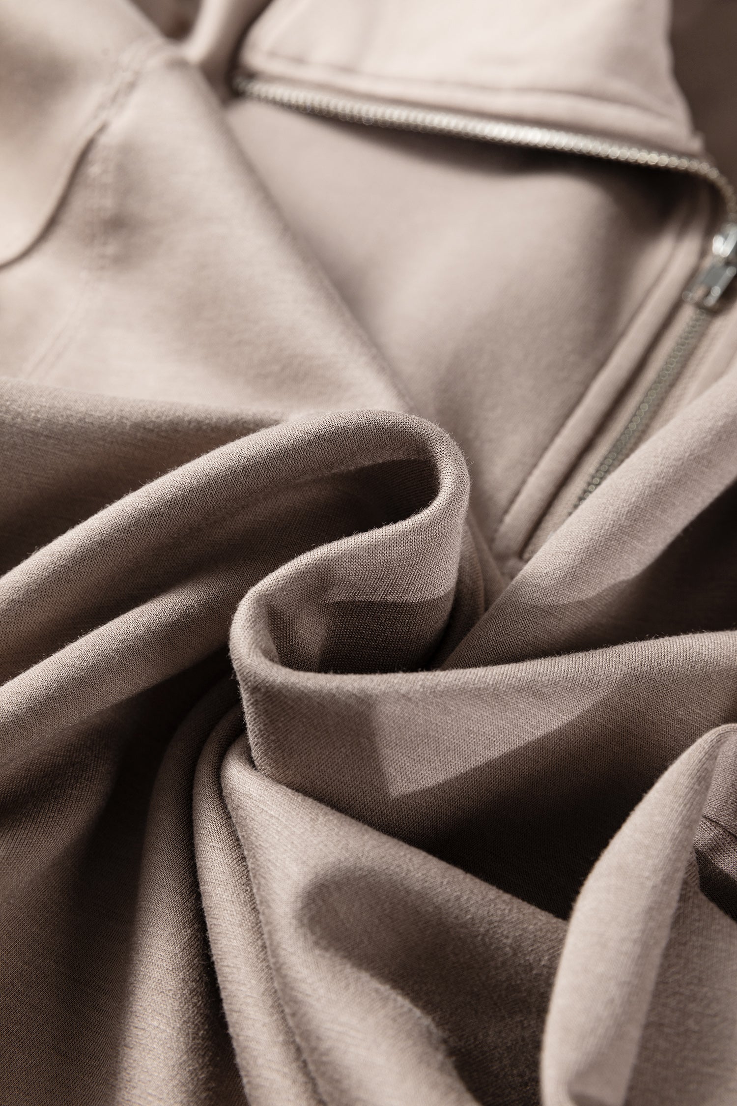 Goat Zip Collar Long Sleeve Top Drawstring Pants Set