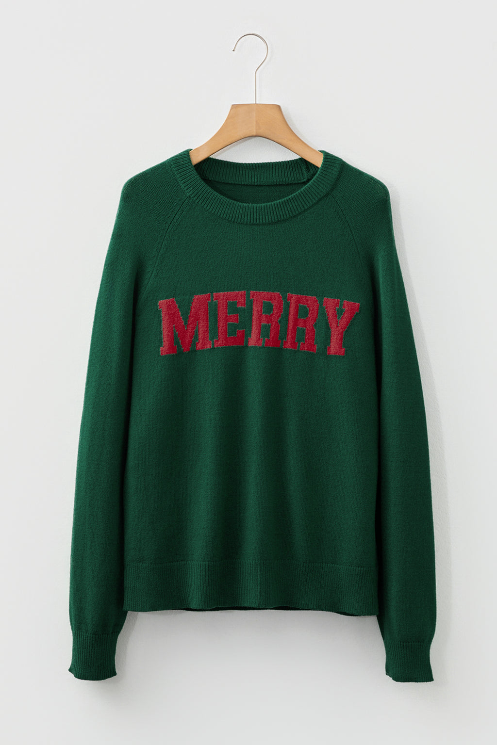 Blackish Green MERRY Letter Pattern Christmas Raglan Sleeve Sweater