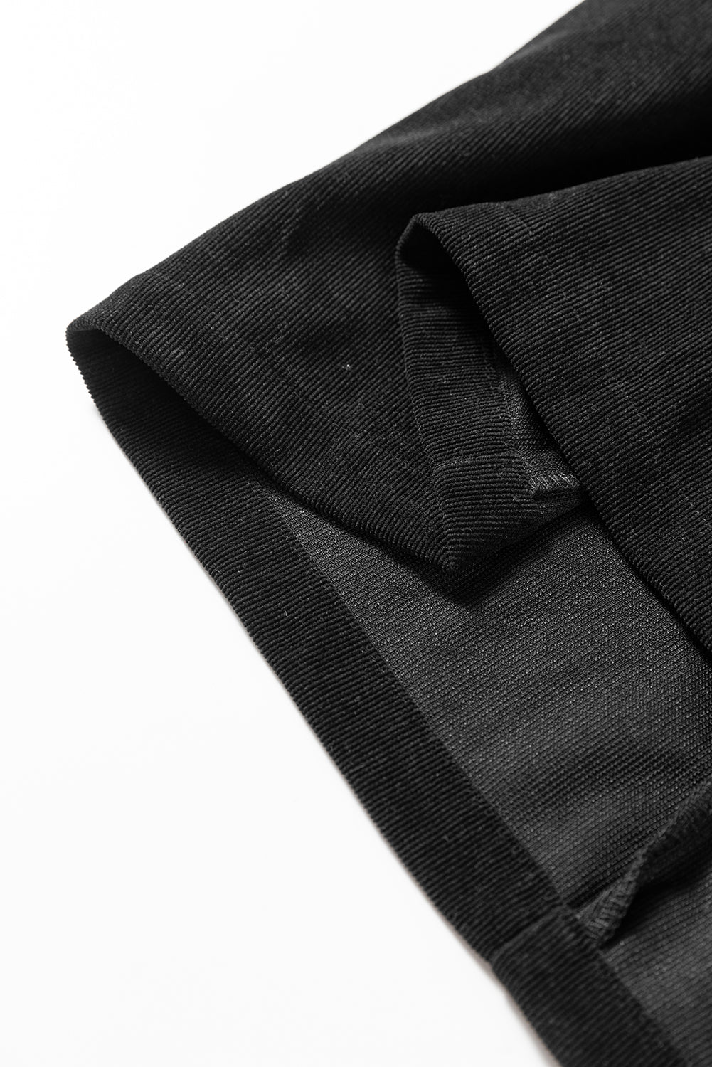 Black Corduroy Half Button Collared Long Sleeve Mini Dress