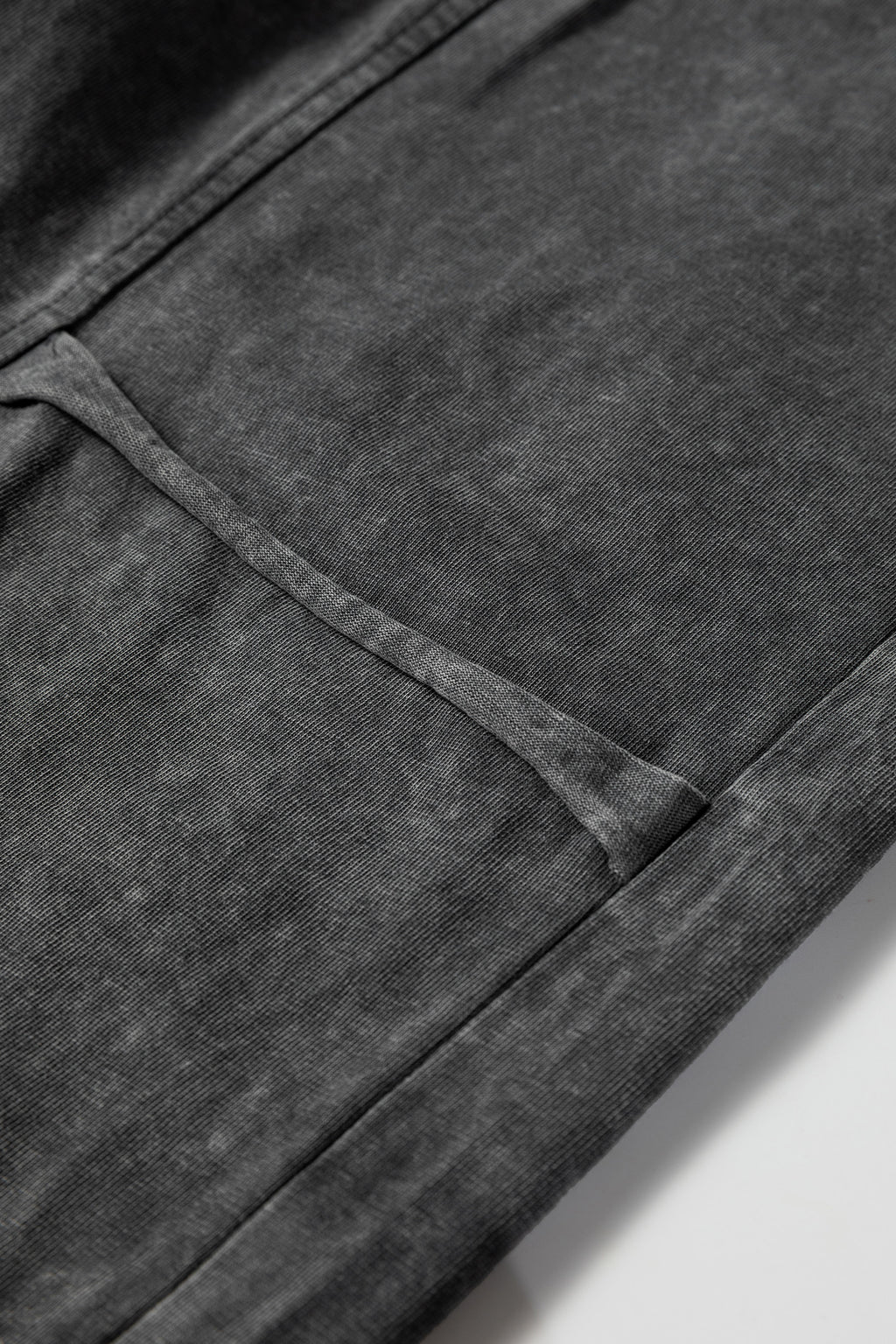 Medium Grey Mineral Wash Lace-up High Waist Raw Hem Patched Pocket Pants