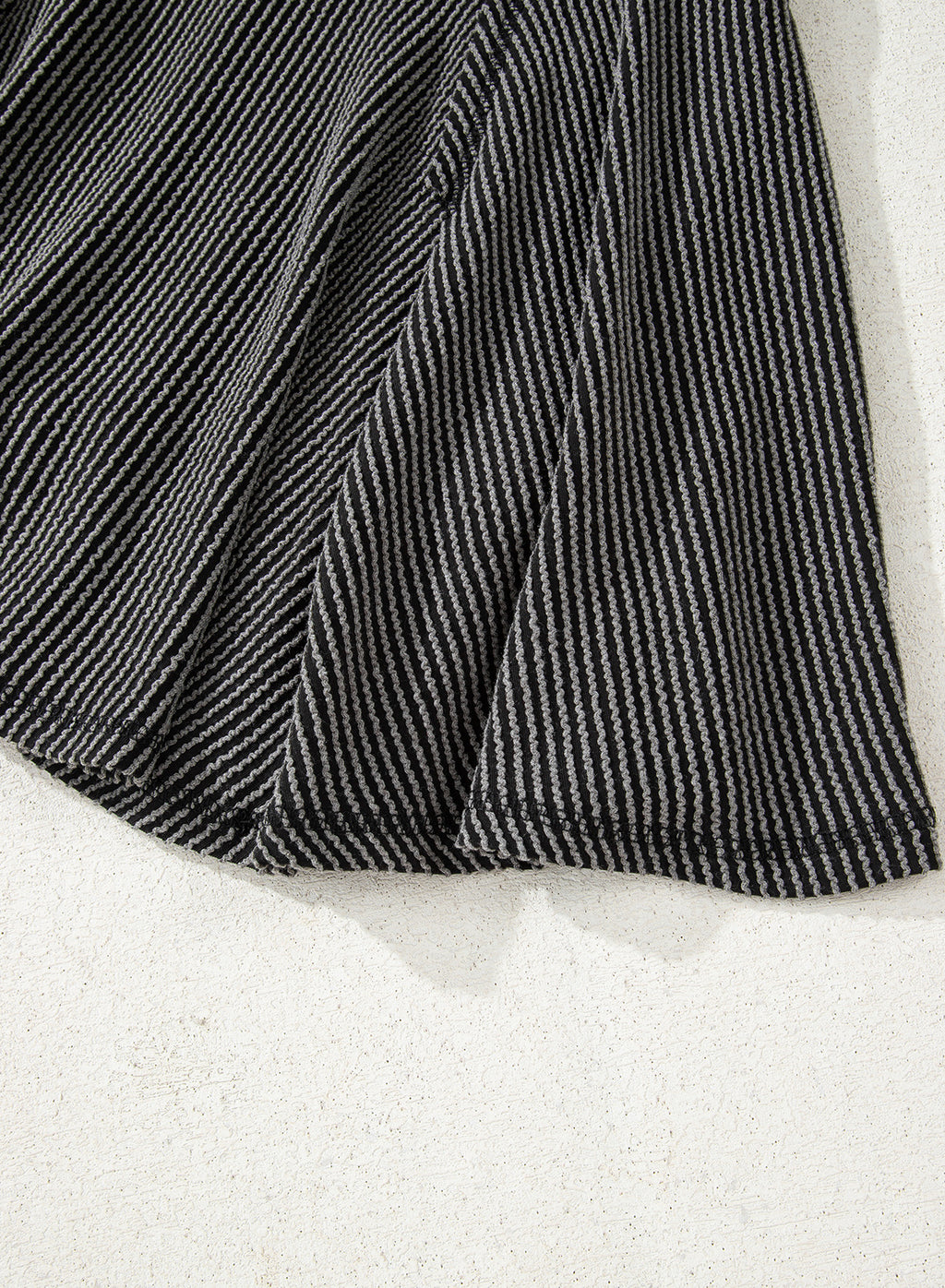 Dark Grey Corded Lantern Sleeve Top High Waist Ruffled Mini Skirt Set