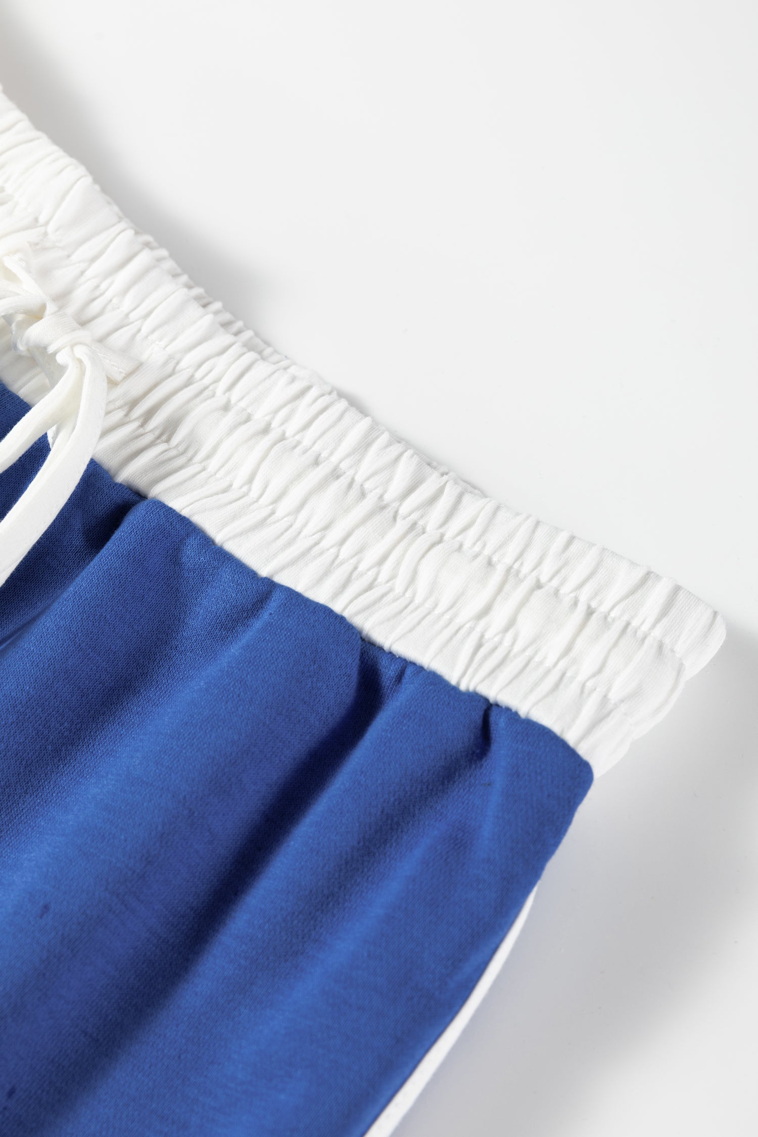 Sky Blue Varsity Stripe Detail Drop Shoulder Pullover Mini Skirt Set