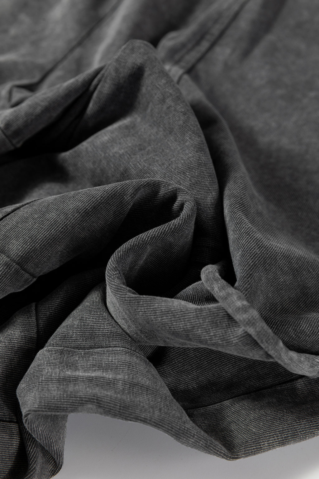 Medium Grey Mineral Wash Lace-up High Waist Raw Hem Patched Pocket Pants