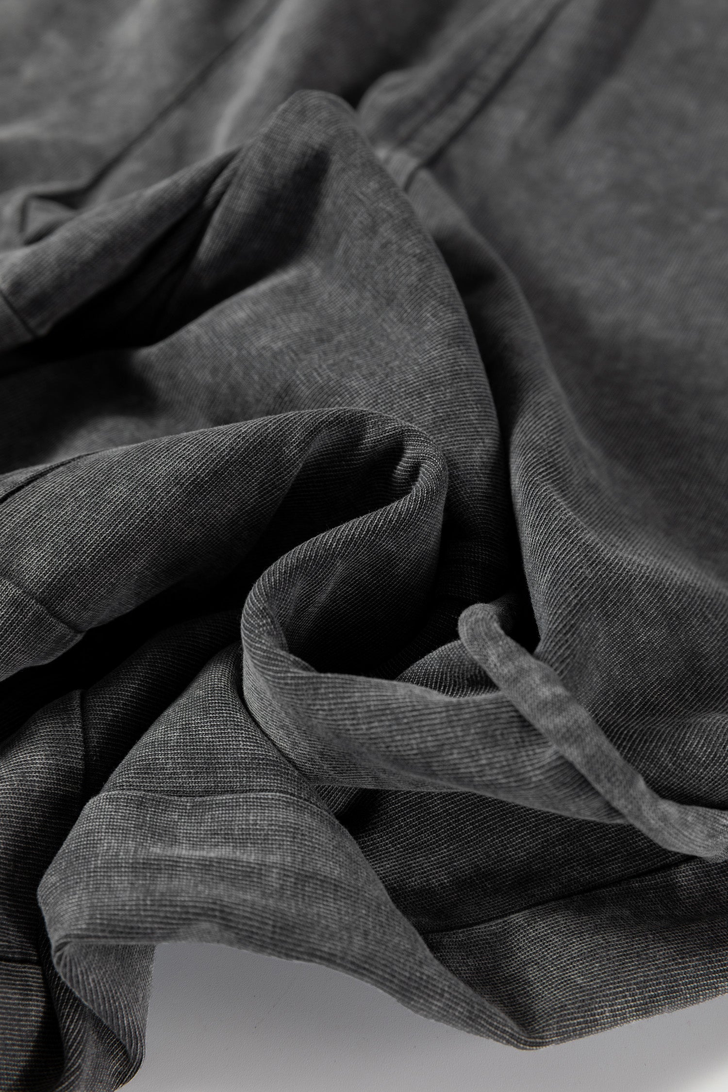 Medium Grey Mineral Wash Lace-up High Waist Raw Hem Patched Pocket Pants